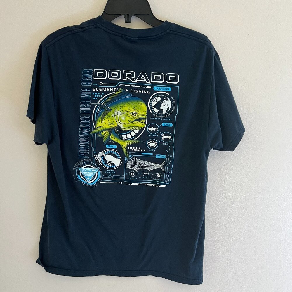 Men's Columbia t-shirt Fish Graphic Dorado Mahi Mahi L Blue PFG